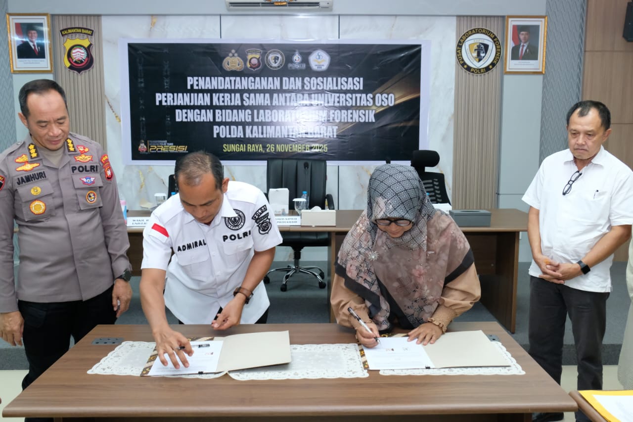 Perkuat SDM Forensik, Bidlabfor Polda Kalbar Resmi Gandeng Universitas OSO Pontianak