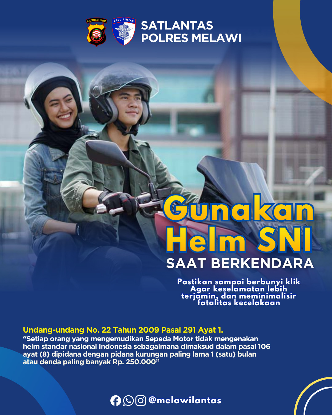 Satlantas Polres Melawi Himbau Masyarakat Gunakan Helm SNI Saat Berkendara