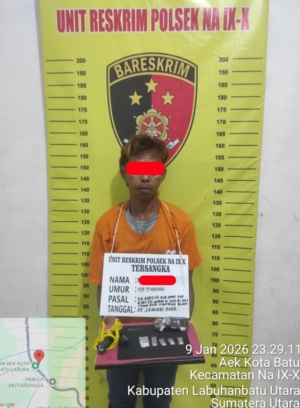 Polsek Na IX-X Polres Labuhanbatu Ungkap Kasus Penyalahgunaan Sabu di Aek Kota Batu