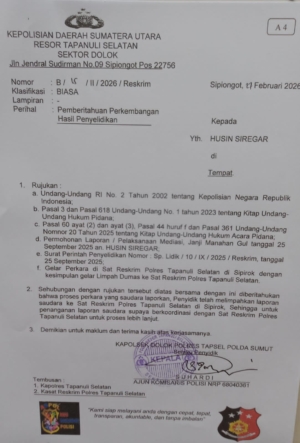 “Salam presisi” Husin Siregar Ucapkan Terimakasih kepada Polsek Dolok Kab Tapsel.