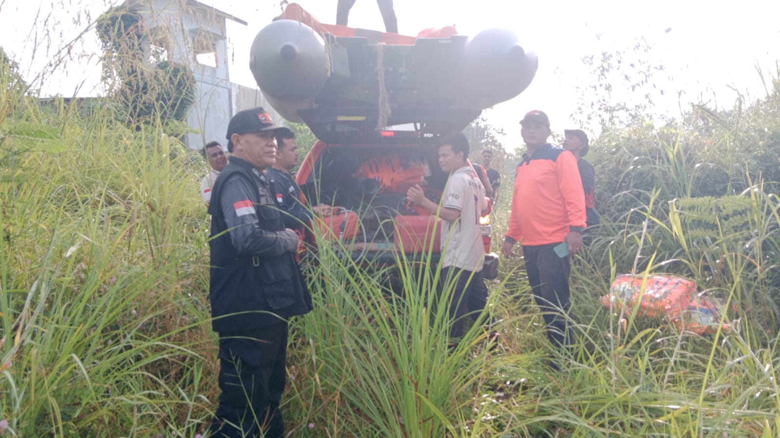 Kaban BPBD bersama personil  cari Warga hanyut terbawa harus di Sungai Bilah sekaligus Ucapkan Terimakasih pada Masyarakat Labuhanbatu