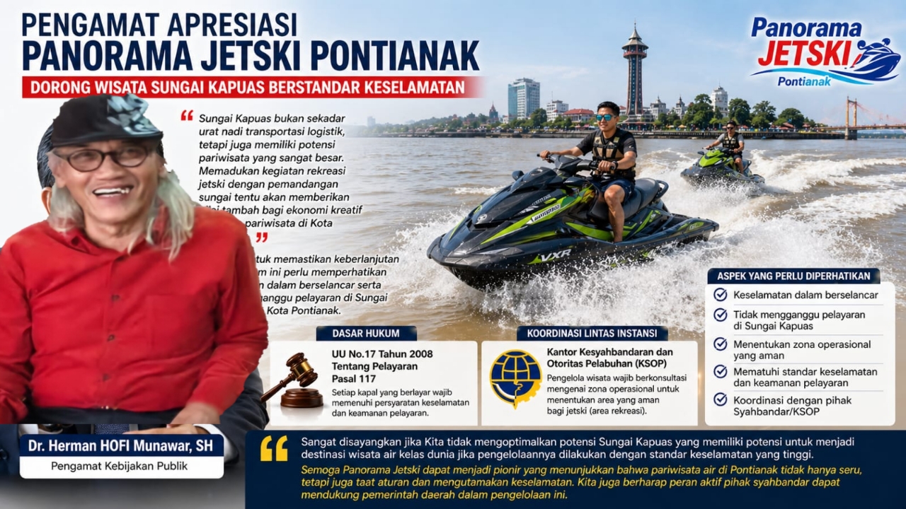 Potensi Wisata Sungai Kapuas Menguat, Pengamat Ingatkan Aspek Keselamatan Jetski