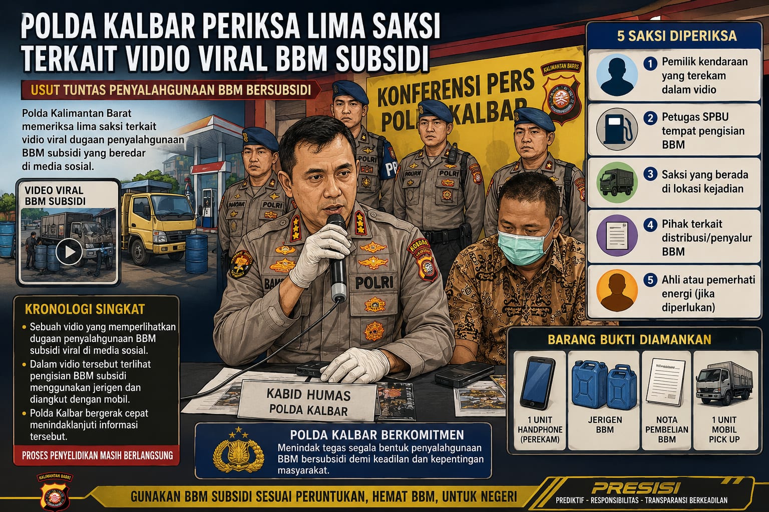EP, HP, SFA, RP dan STS Diperiksa, Polda Kalbar Selidiki Dugaan Penyalahgunaan BBM Subsidi!