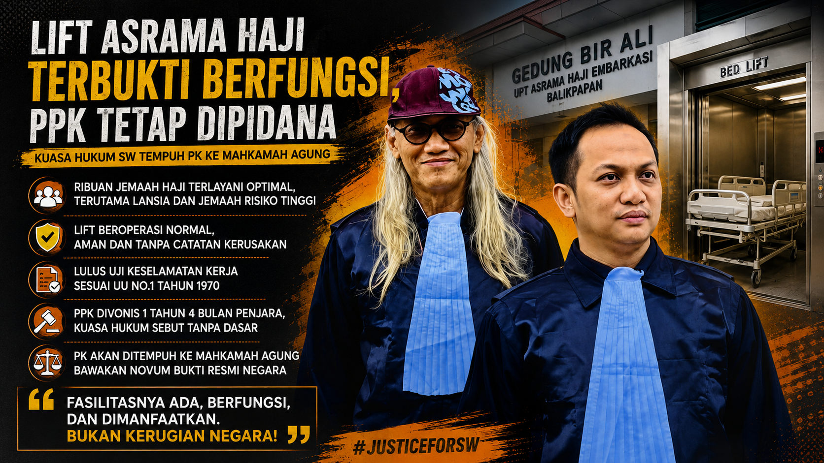 Layani Lansia dan Jemaah Risiko Tinggi, Lift Asrama Haji Balikpapan Jadi Dasar Upaya PK ke Mahkamah Agung